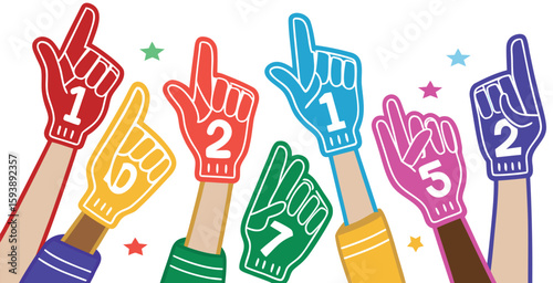 Fan foam fingers hands up 