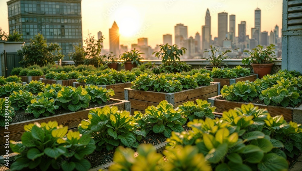 Fototapeta premium Urban Oasis: Sustainable Rooftop Garden