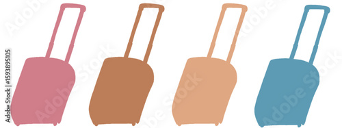 キャリー　旅行　趣味　イラスト　ピンク　茶色　薄茶色　水色　4セット　シークレット　色違い