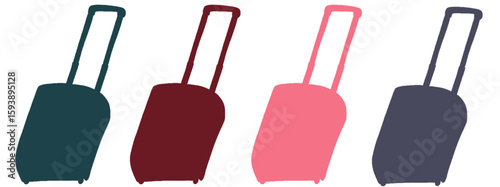 キャリー　旅行　趣味　イラスト　緑　濃い赤　フラミンゴ色　濃い灰色　4セット　シークレット　色違い