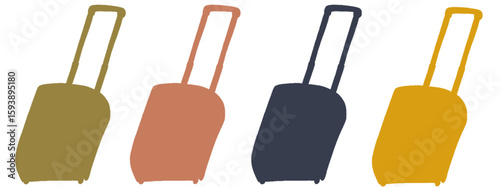 キャリー　旅行　趣味　イラスト　黄土色　オレンジ　黒　黄色　4セット　シークレット　色違い