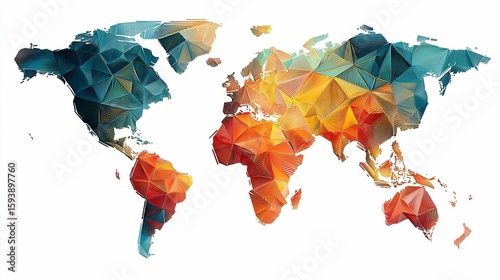 World map, polygonal design