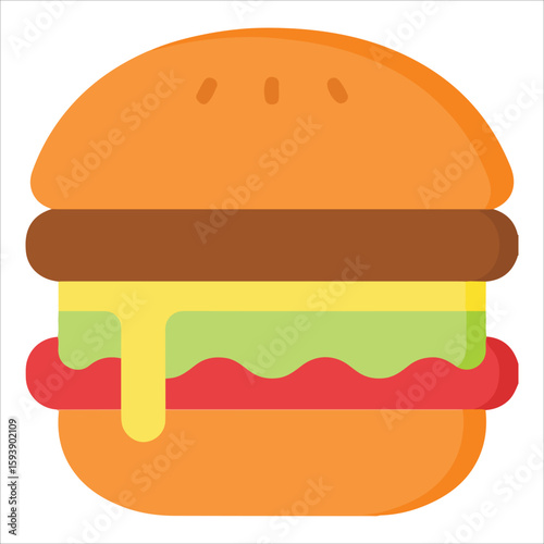 Gourmet Burger Icon - Premium Ingredients Stack - EPS 10 Vector