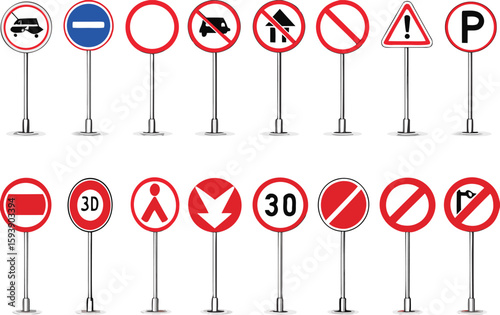 Road traffic red signs 
