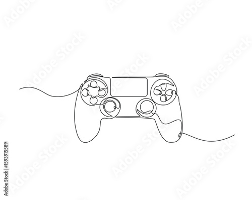 Game Joysticks  outline drawing illustration. one continuous line drawing of Game console controler.