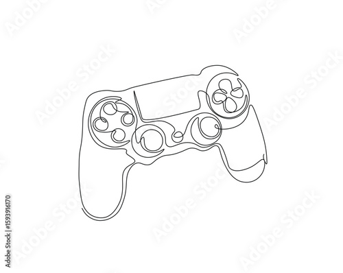 Game Joysticks  outline drawing illustration. one continuous line drawing of Game console controler.