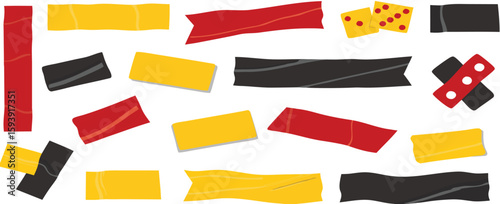 Black red yellow duct tape set