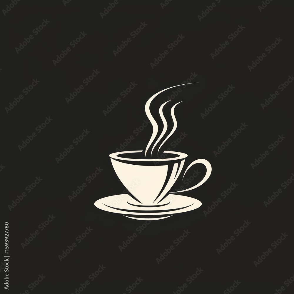 Obraz premium Elegant Minimalist Coffee Cup Design with Steam on Dark Background