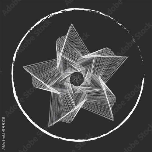 Wite stars ouline vector with gray background.ai