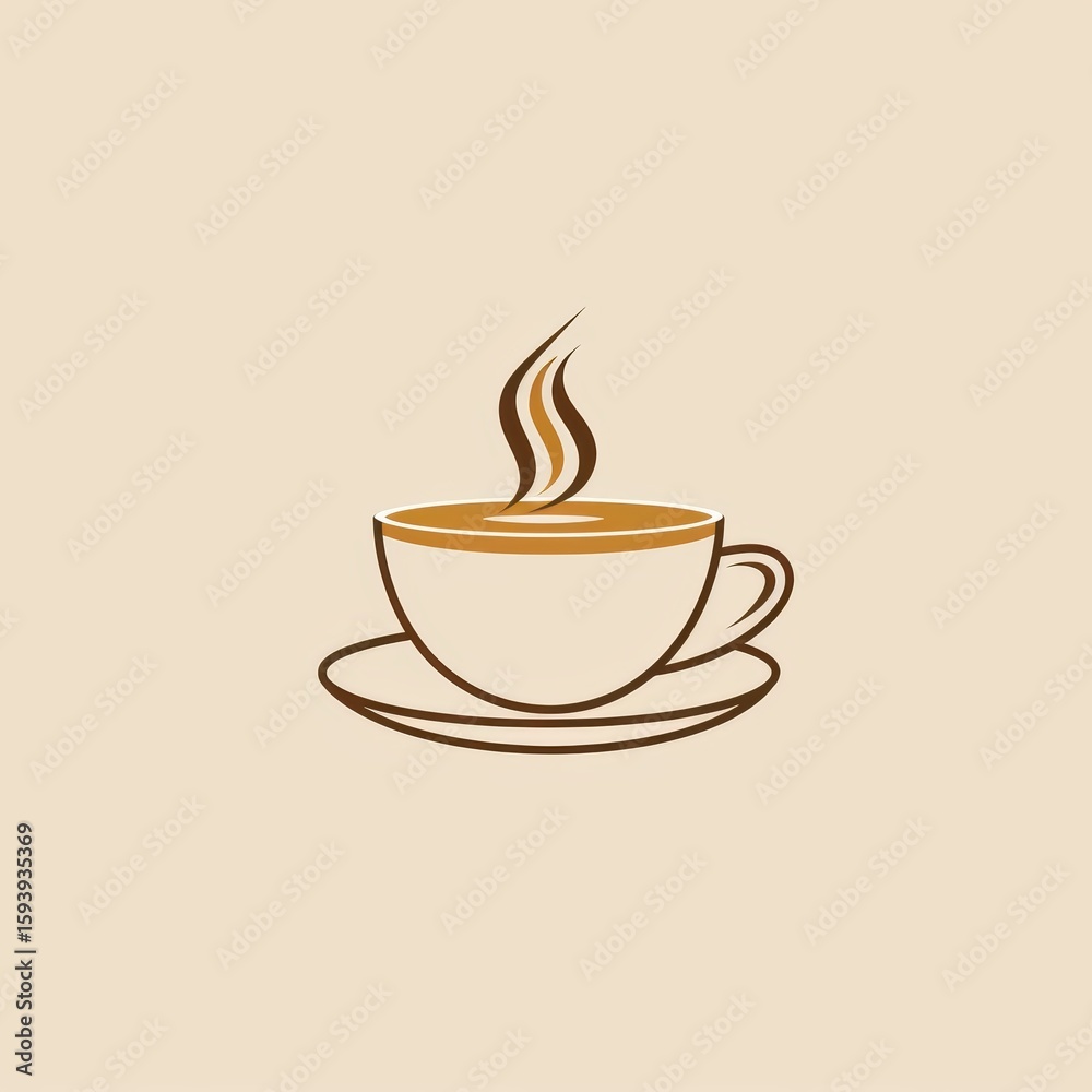 Fototapeta premium Warm Coffee Cup with Steam on Simple Beige Background