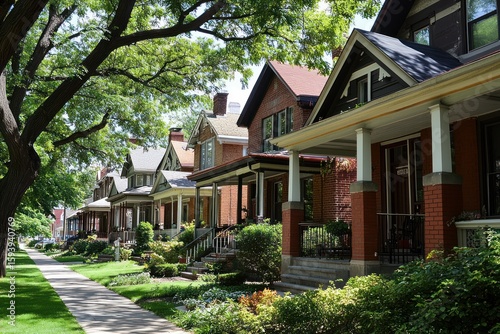 Wallpaper Mural Family-friendly neighborhood with old brick homes and leafy porches Torontodigital.ca