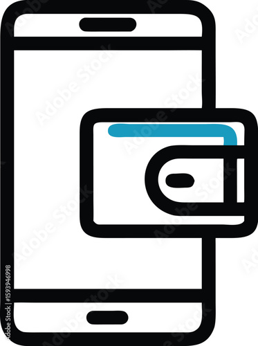 Vector icon Mobile Wallet Icon: Secure Digital Payments on Smartphone