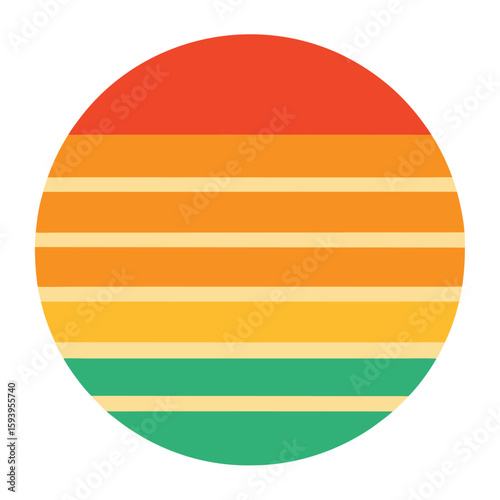 Retro Striped Circle with Orange, Yellow and Green Hues