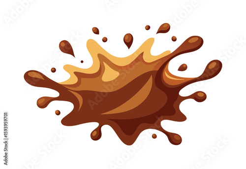 Vector creamy chocolate splash art with detailed dripping chocolate effect for bakery and sweet treat