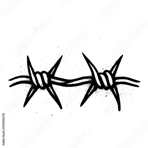 Black Barbed Wire Grunge Spray Paint Illustration