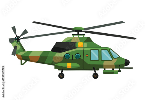 Military helicopter vector illustration clipart army aircraft flying rotor blades combat aviation
