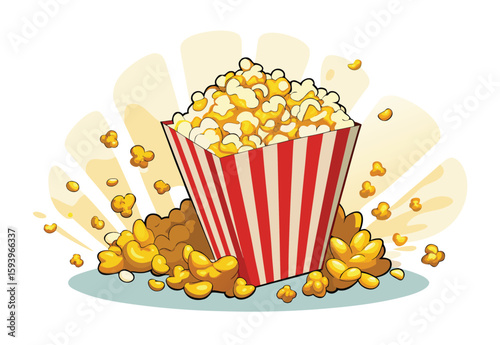 Popcorn spilling vector clipart elements for snacks movie night food icon isolated illustration