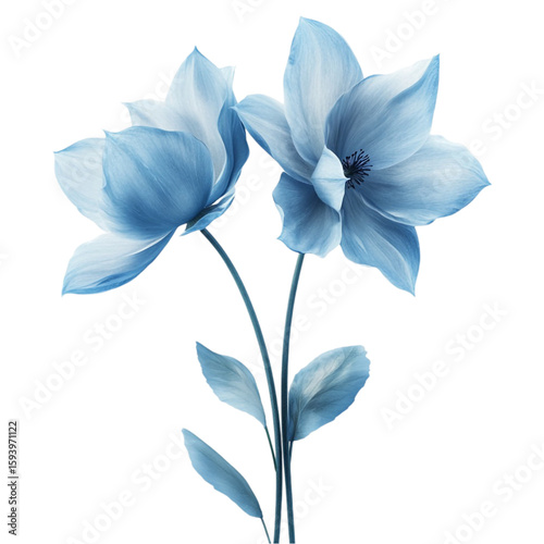Serene Blue Flowers Abstract Art Peaceful Blooms Digital Painting