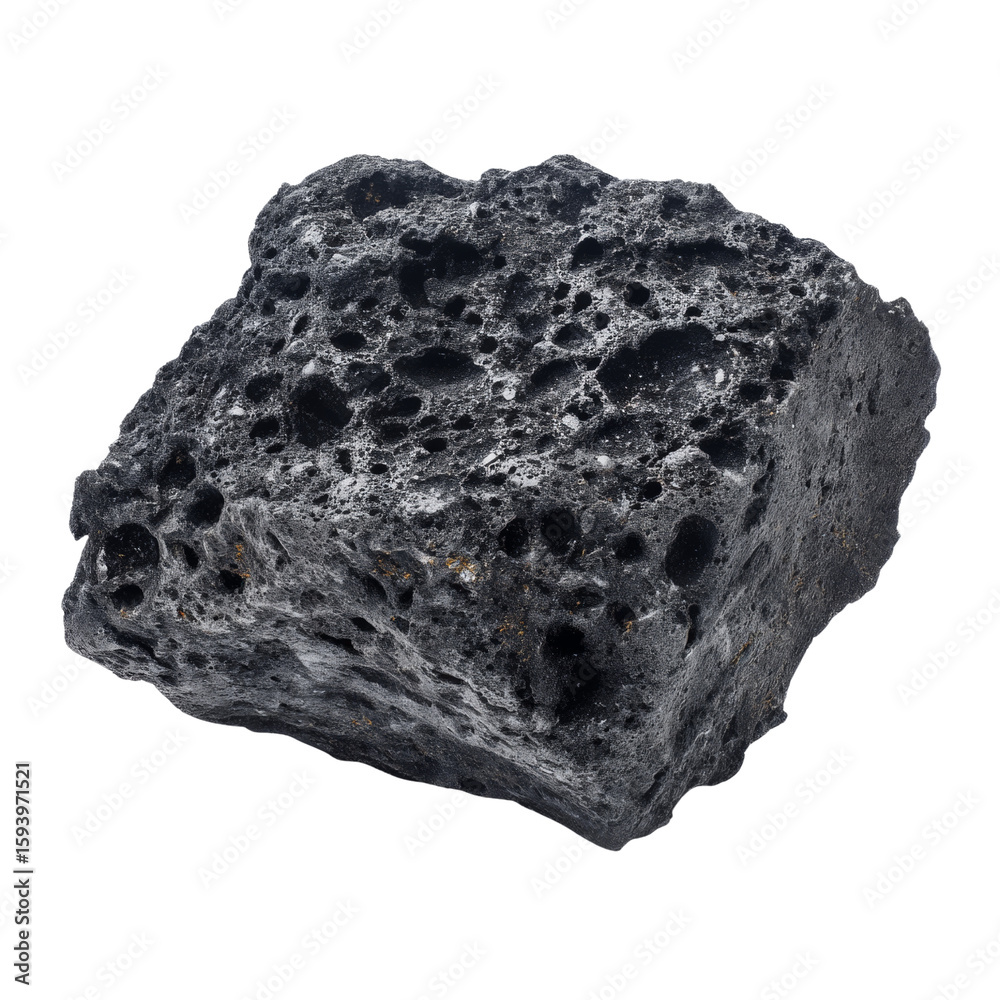 Fototapeta premium Lava rock volcanic stone porous texture black color natural material geological formation rugged surface mineral composition outdoor decor