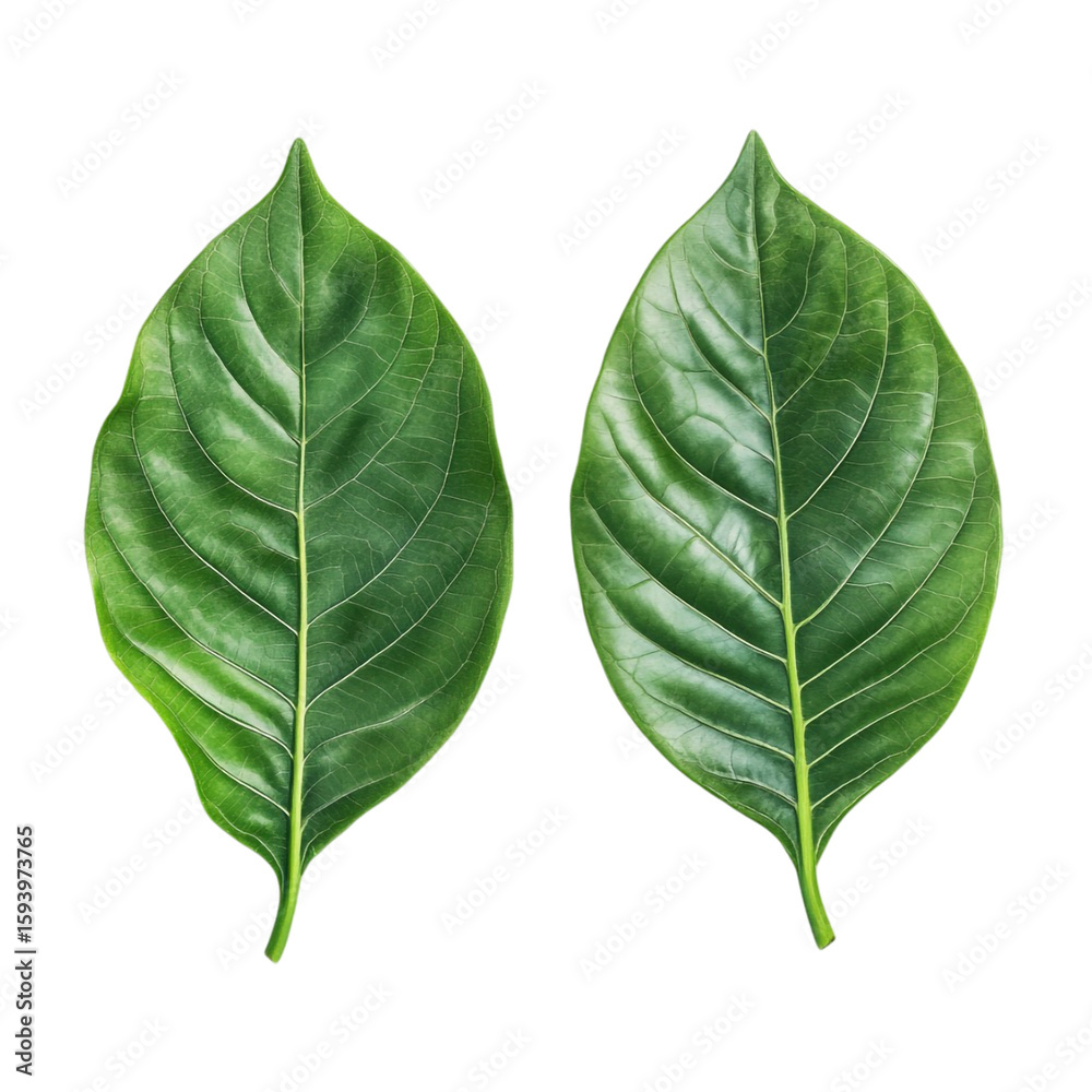 Obraz premium Two vibrant green leaves serene nature beauty