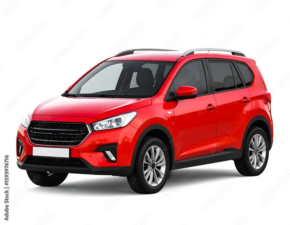 Obraz premium Red SUV, front view, studio shot