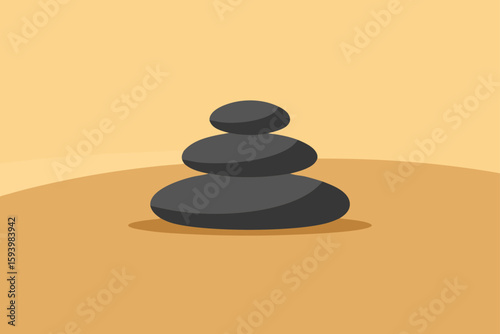 Zen Stone Arrangement on Calm Sand Texture