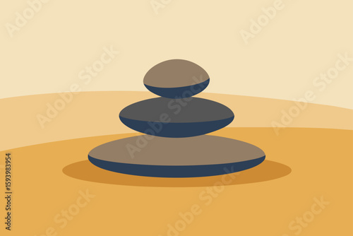 Calm Zen Stones on Sand Background