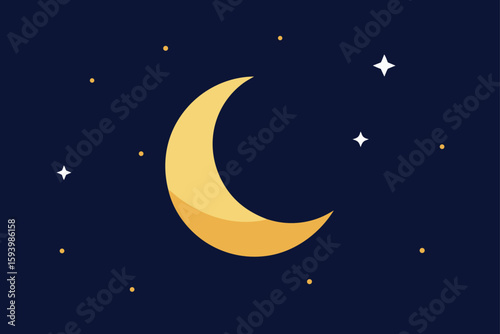 Peaceful Starry Night Sky with Bright Moon