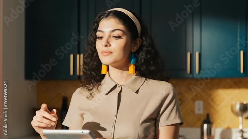 Stylish Woman with Headband in Warm Light