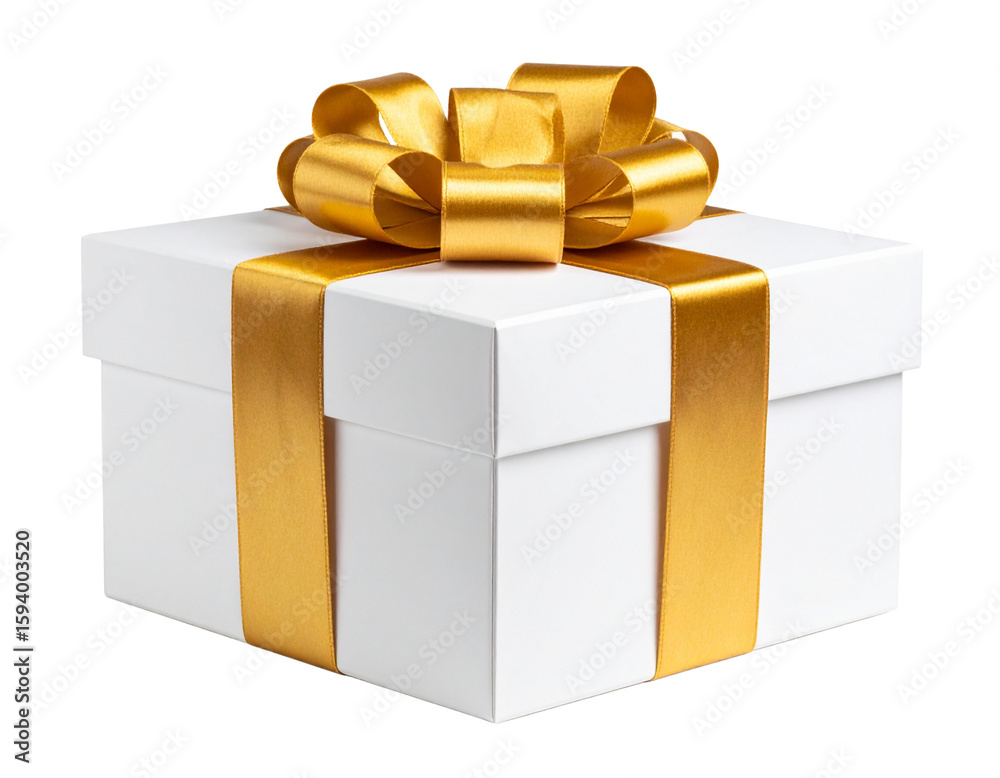 Gift Box with Golden Bow PNG Gift Box with Golden Bow PNG