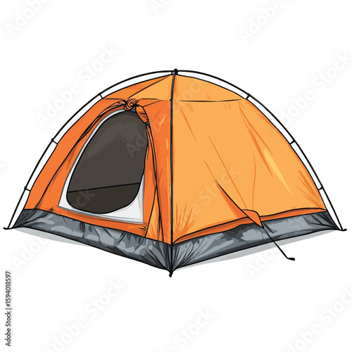 Tent, isolated on white, vector style simple color