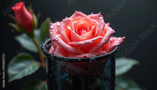 red rose with water drops
