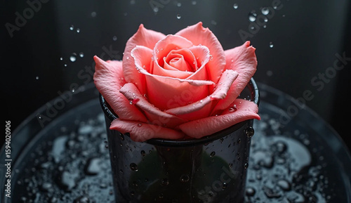 red rose with water drops