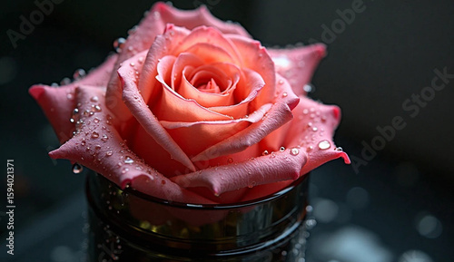 red rose with water droplets