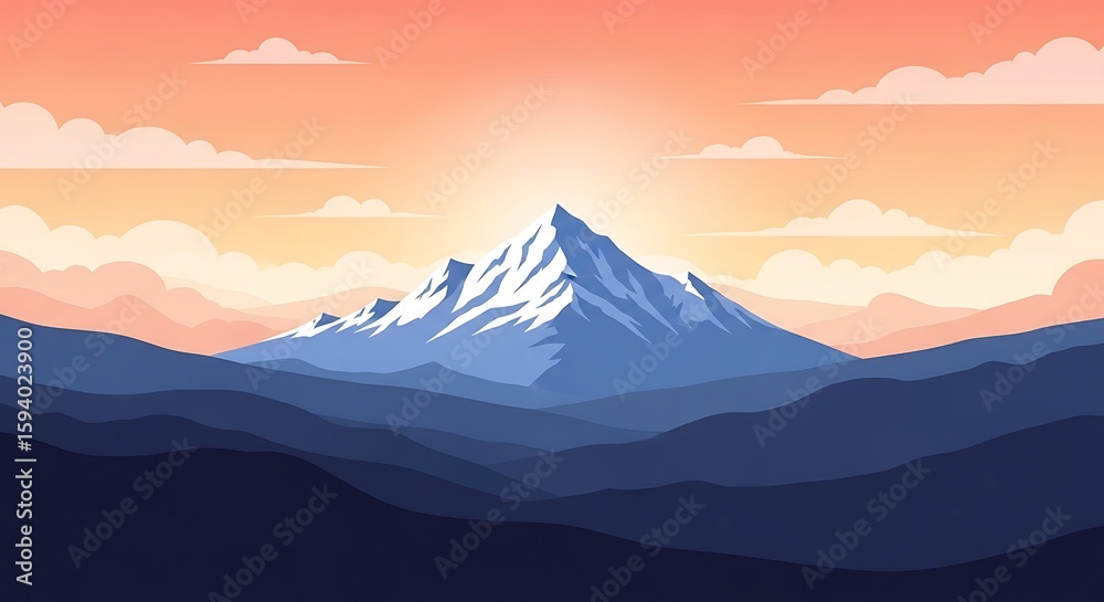 Fototapeta premium Majestic Mountain Peak at Sunrise