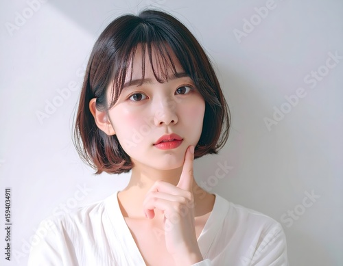 悩み深き女性、未来を考える一瞬