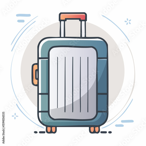 modern outlined rolling suitcase icon with smooth rounded stroke caps scalable vector perfect for travel and luggage designs