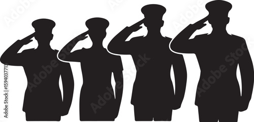 Military Man Saluting – Black and White Drawing

