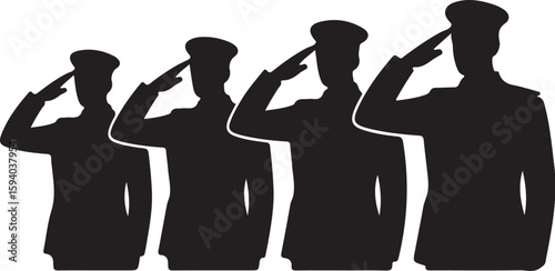 Soldier Saluting Under Spotlight – Vector Illustration

