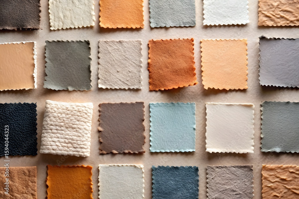 Fototapeta premium A collection of fabric swatches in various colors and textures
