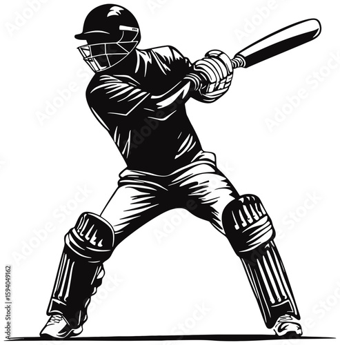 Cricket player pose silhouette