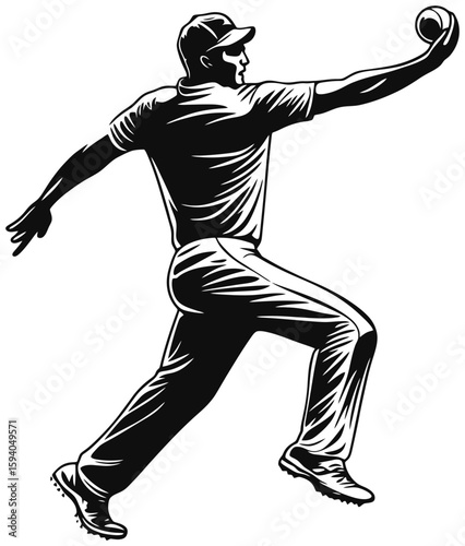 Cricket player pose silhouette