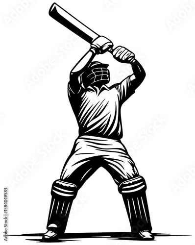 silhouette of a cricket batsman raising bat to celebrate