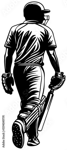 silhouette of a cricket batsman walking back slowly
