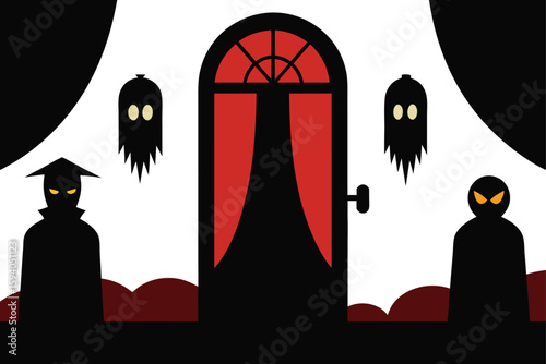 creepy halloween door knocker vector illustrations