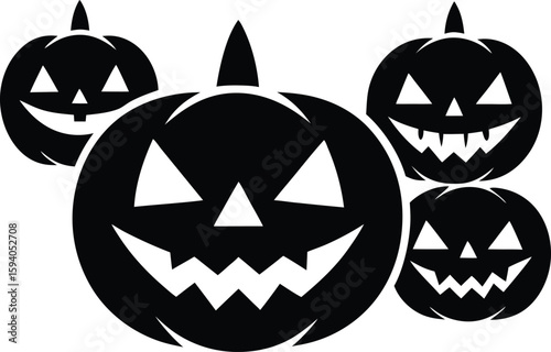jack o lantern carved face vector set variety