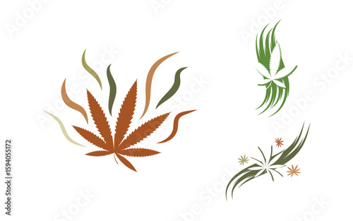 Canabis marijuana sign illustration design template v.11
