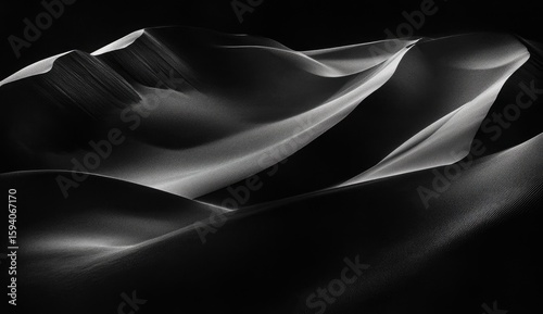 Dark, sculpted sand dunes.  Sharp shadows