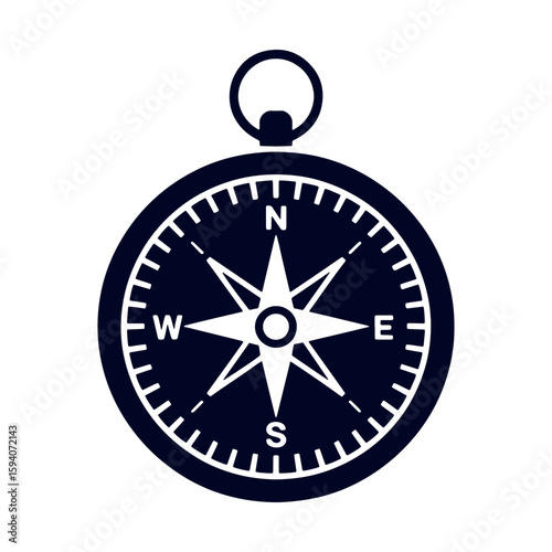 Free Download Classic Navigational Tool Simple Compass Rose Design for Direction Finding and Exploration with Letter Indicators and Ring - GFXLoad