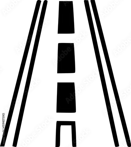 Simple black and white illustration of a two-lane highway stretching towards the viewer.